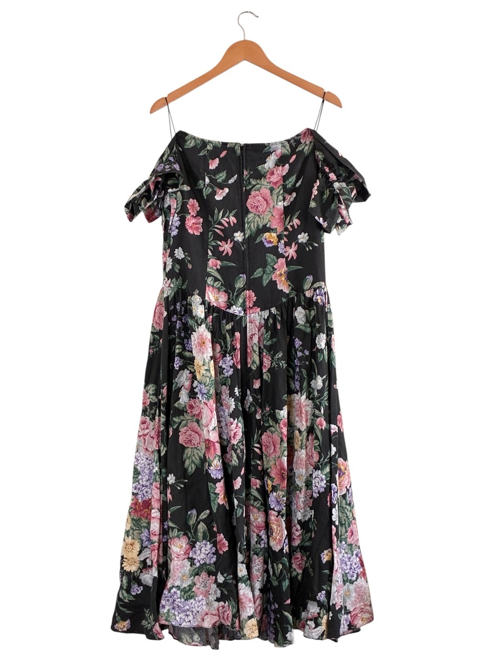 Expo | Vintage floral cotton off the shoulder 80’s/90’s princess cut dress - Picture 7 of 11